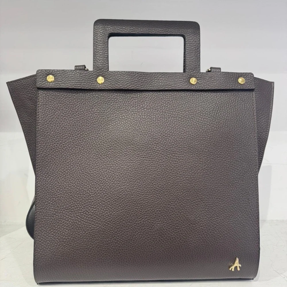 Brown sophisticated embossed unisex leather document briefcase